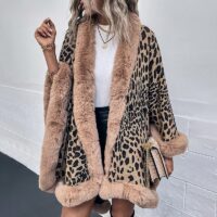 Poncho manteau femme léopard fourrure