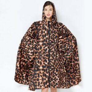 Poncho de pluie léopard pour femme avec capuche